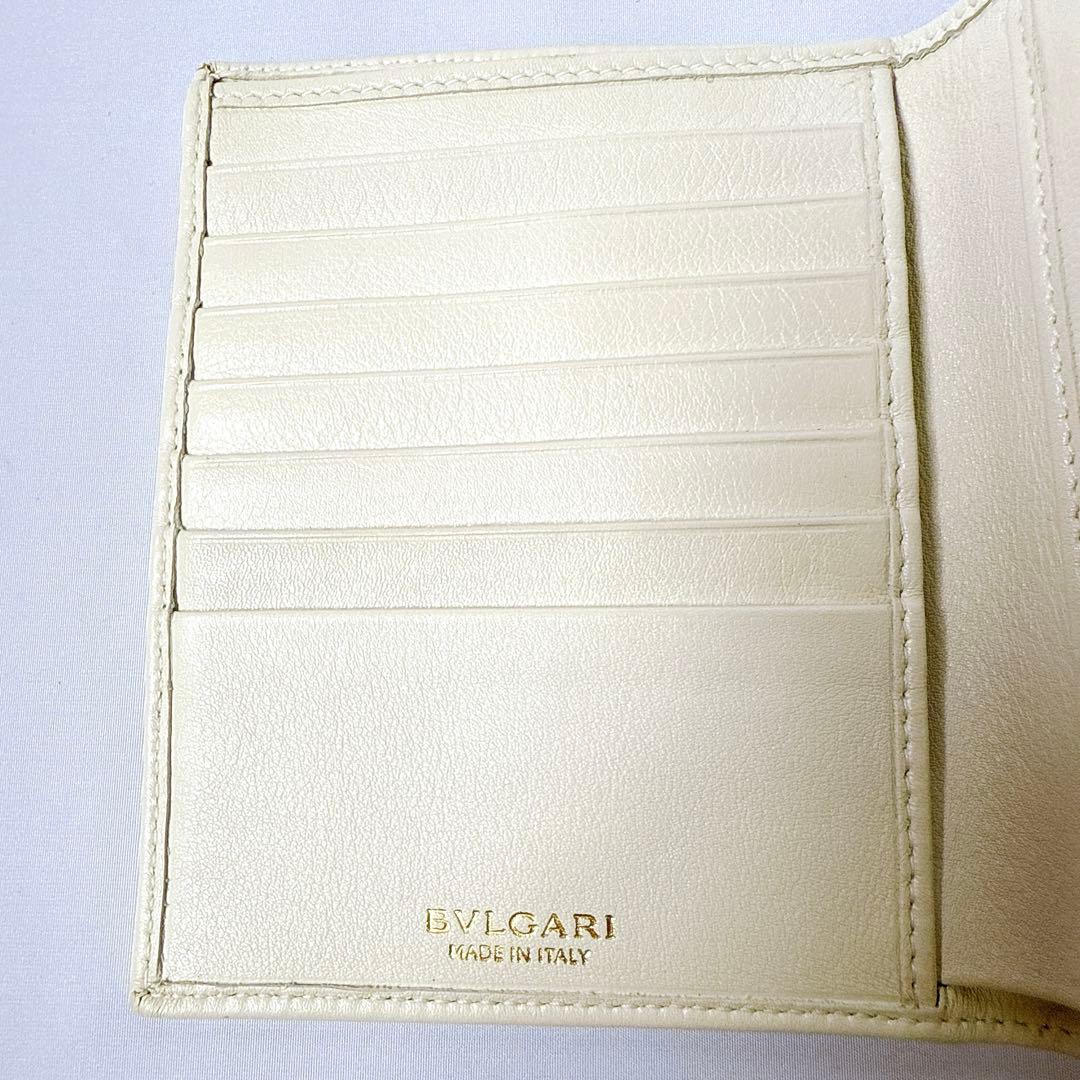ブルガリ チャンドラ レザー 三つ折り 財布 ウォレット 小銭入れ 札入れ 白