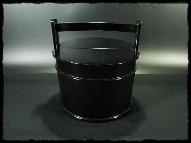 川瀬 表完 利休好 黒塗 真手桶 茶道具 f133