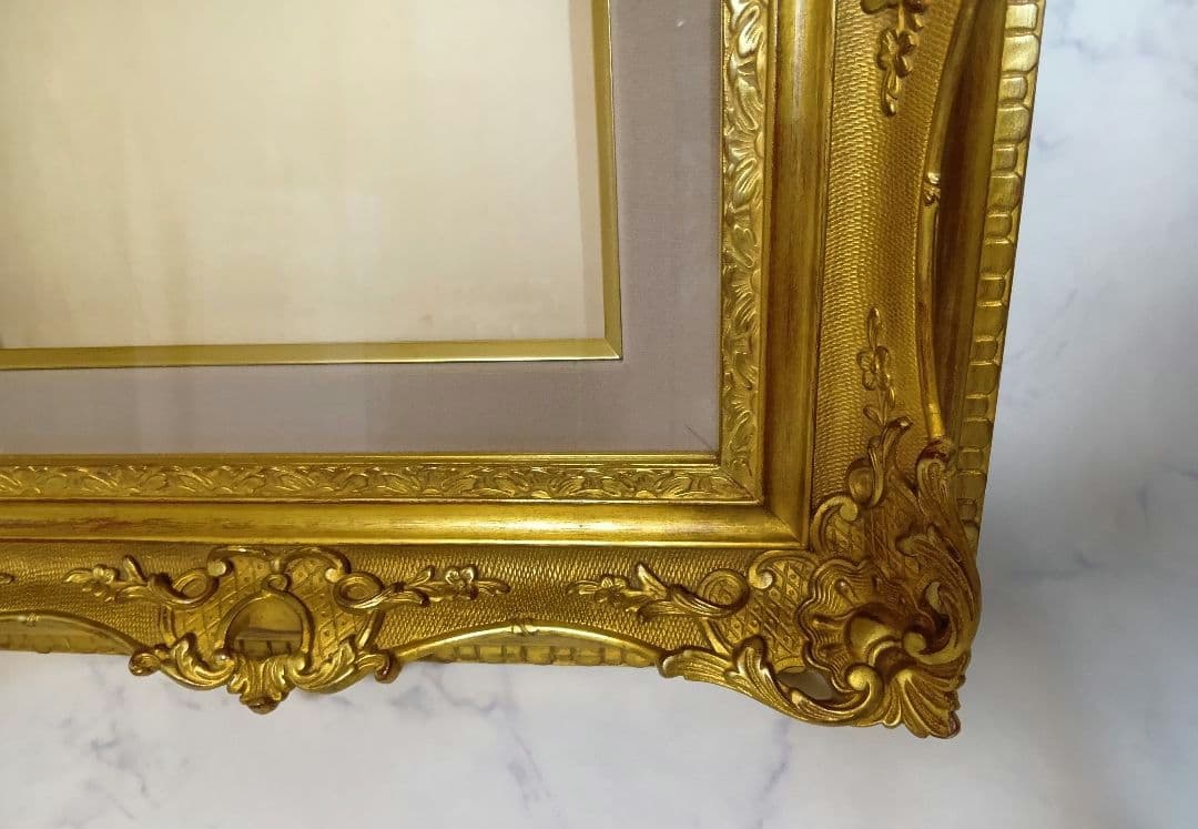 額縁　油彩　水彩　ゴールド　アンティーク　ビンテージ　ガラス入　フレーム