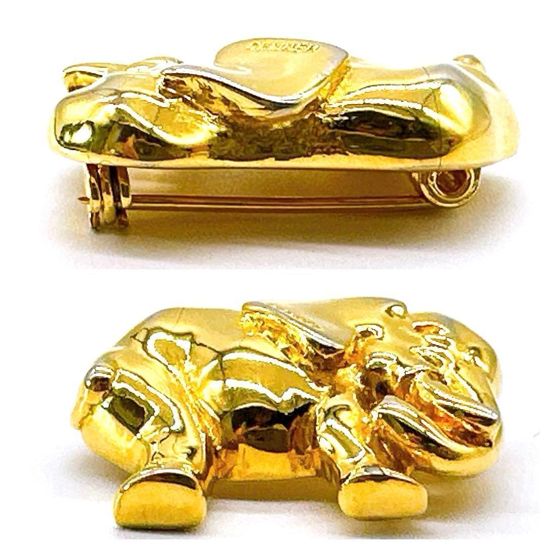 【エルメス】ブローチ　象　アニマル　ゴールド　ピンバッジ　ブランド　アクセサリー