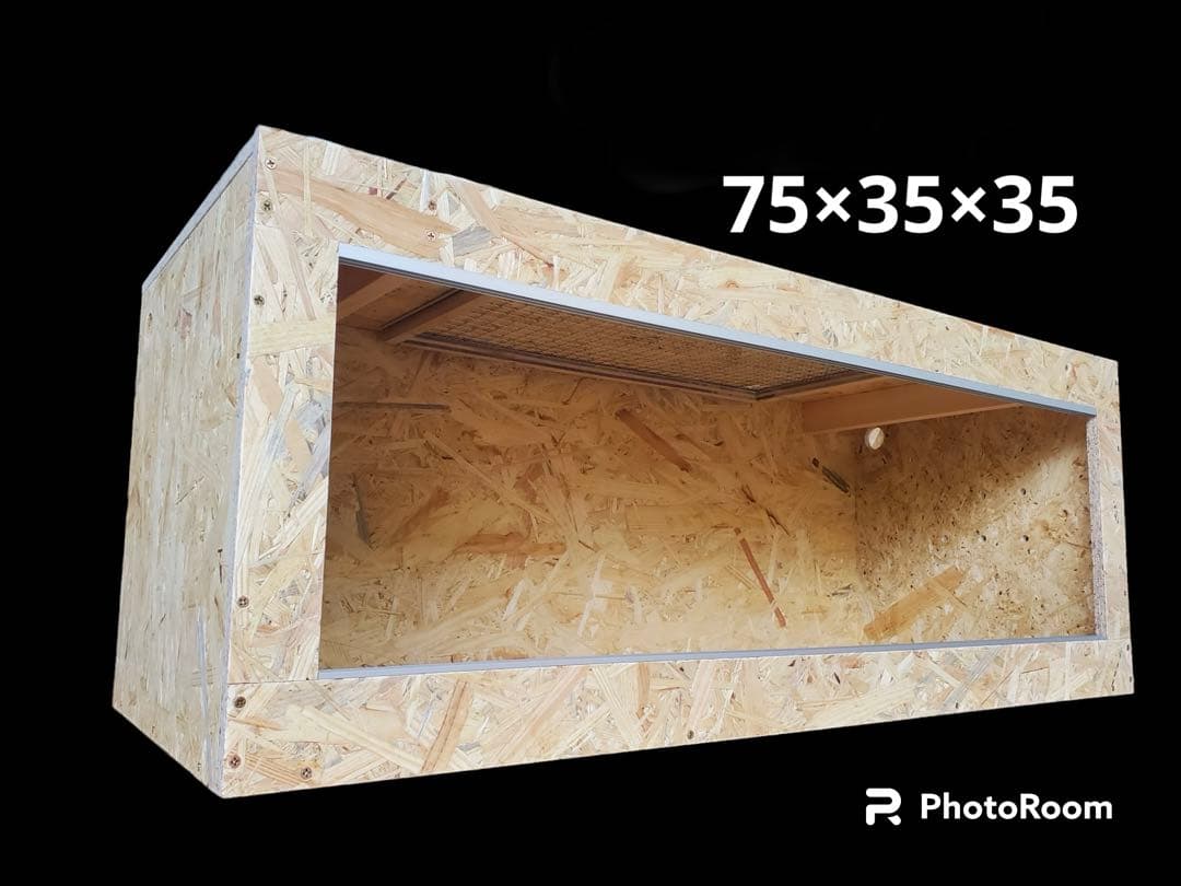 爬虫類ケージ　75×35×35 付木無し　配線穴①+キャップ　天板固定