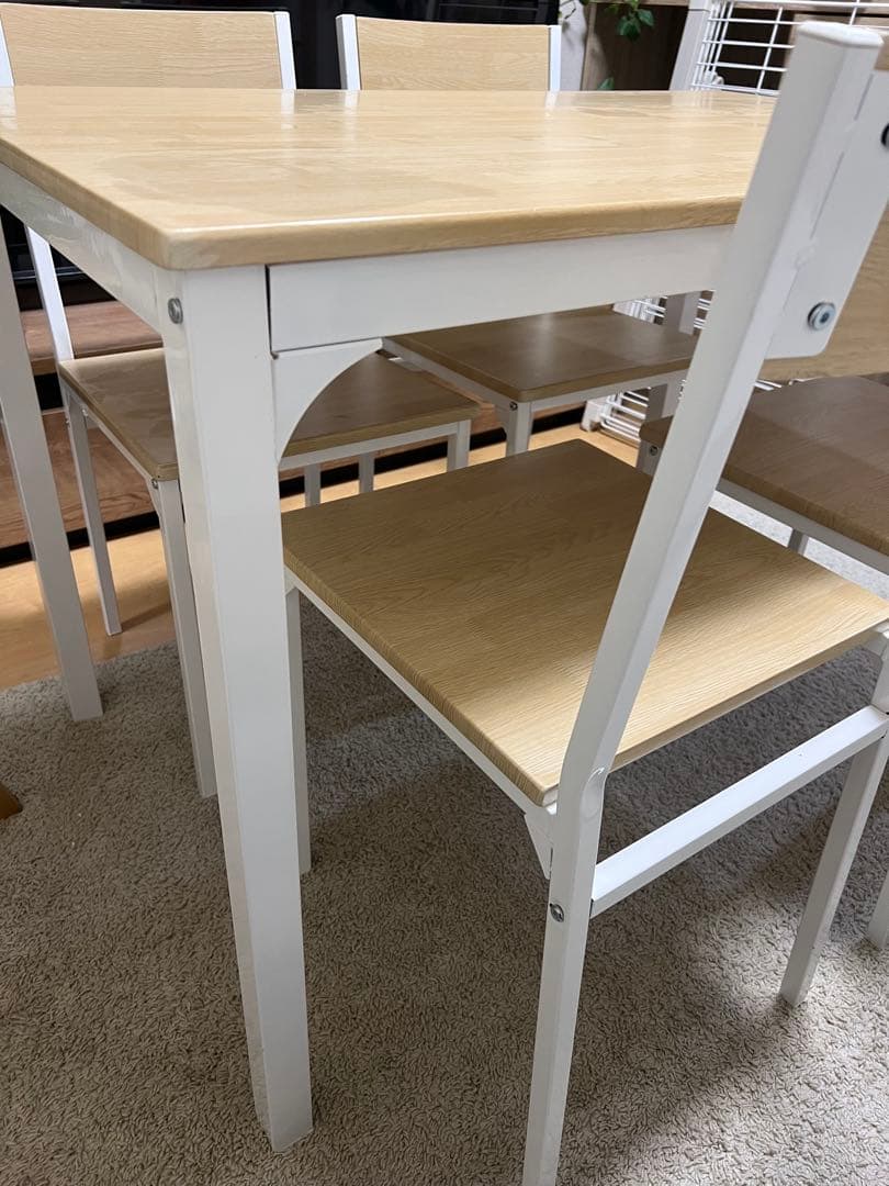 ナチュラル 木製ダイニングテーブルセット チェア