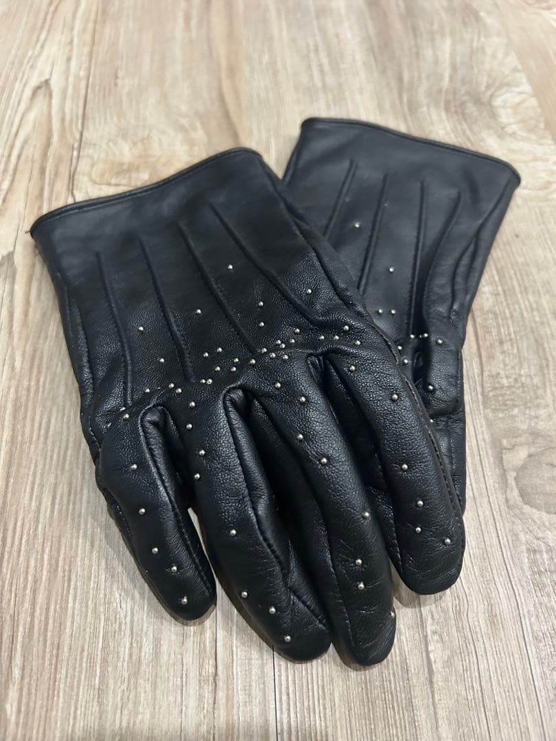 ラッドミュージシャン レザー手袋 スタッズ付き ブラック
