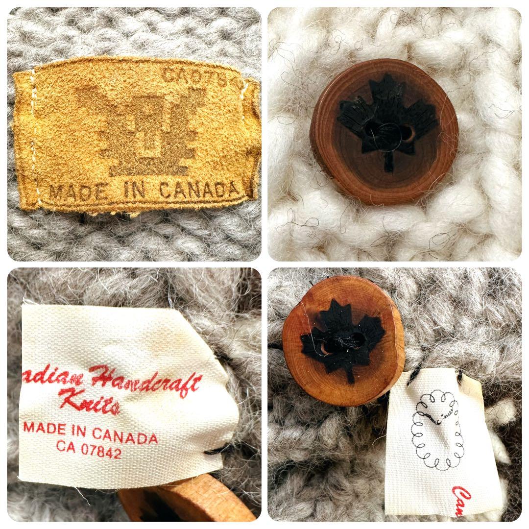 美品 希少 カナダ製 カウチンベスト メープルボタン トナカイ柄 XL相当