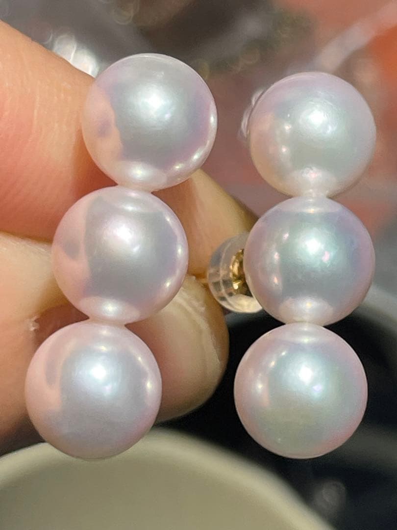 18k，akoya真珠ピアス、7.9mm，天女のレベル