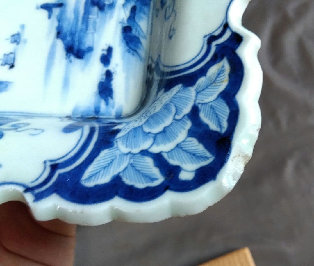 骨董　染付　角皿