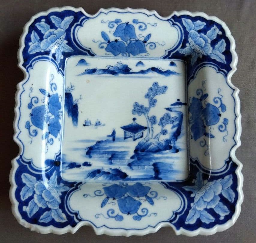 骨董　染付　角皿