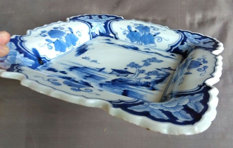 骨董　染付　角皿