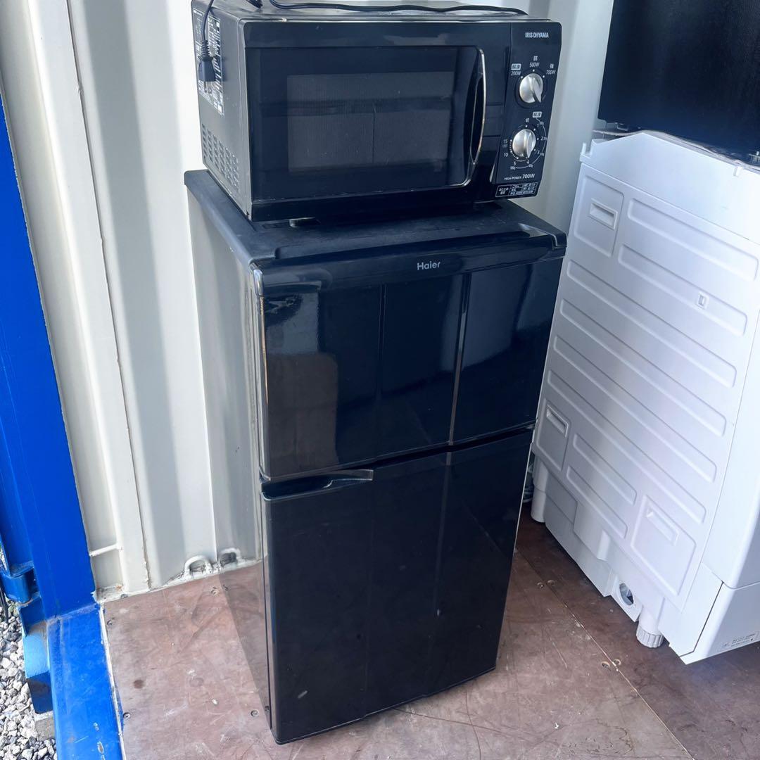 取付無料！完動品！スタイリッシュブラック小さめ便利サイズ冷蔵庫・電子レンジ！