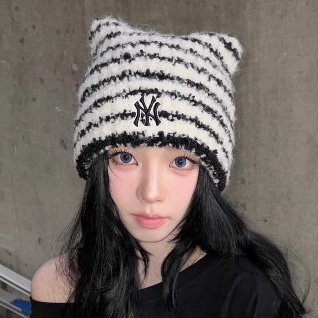 カリナ着用☆TWS ピック☆完売品☆MLB☆猫耳 ミャオン ビーニー NY
