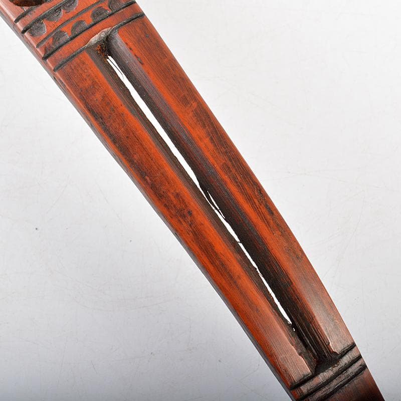 古民芸　古竹製　透かし彫唐草文　柄杓　アイヌ李朝　M　R5953