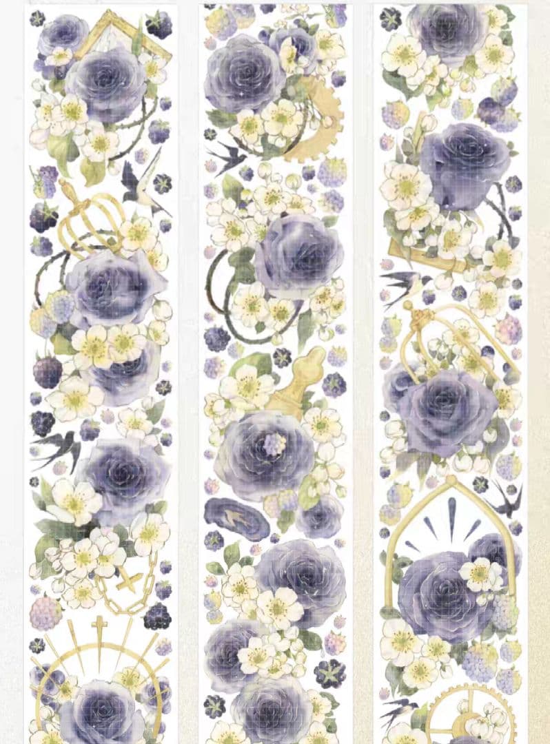 巻売 572★ 海外 マスキングテープ マステ PET 装飾 花 炫彩