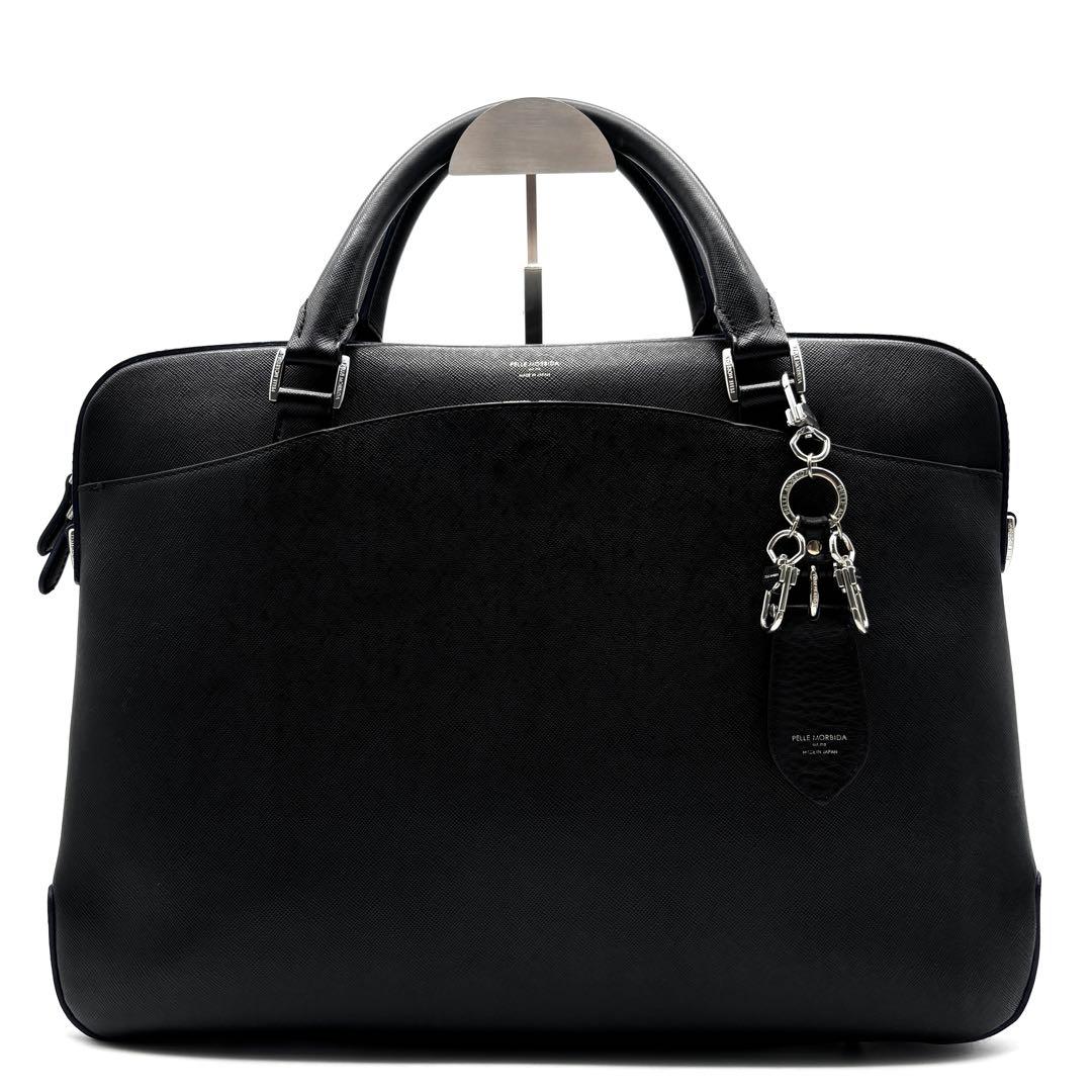美品 ペッレモルビダ 2way キャピターノ 靴べら付 ビジネスバッグ ロゴ 黒