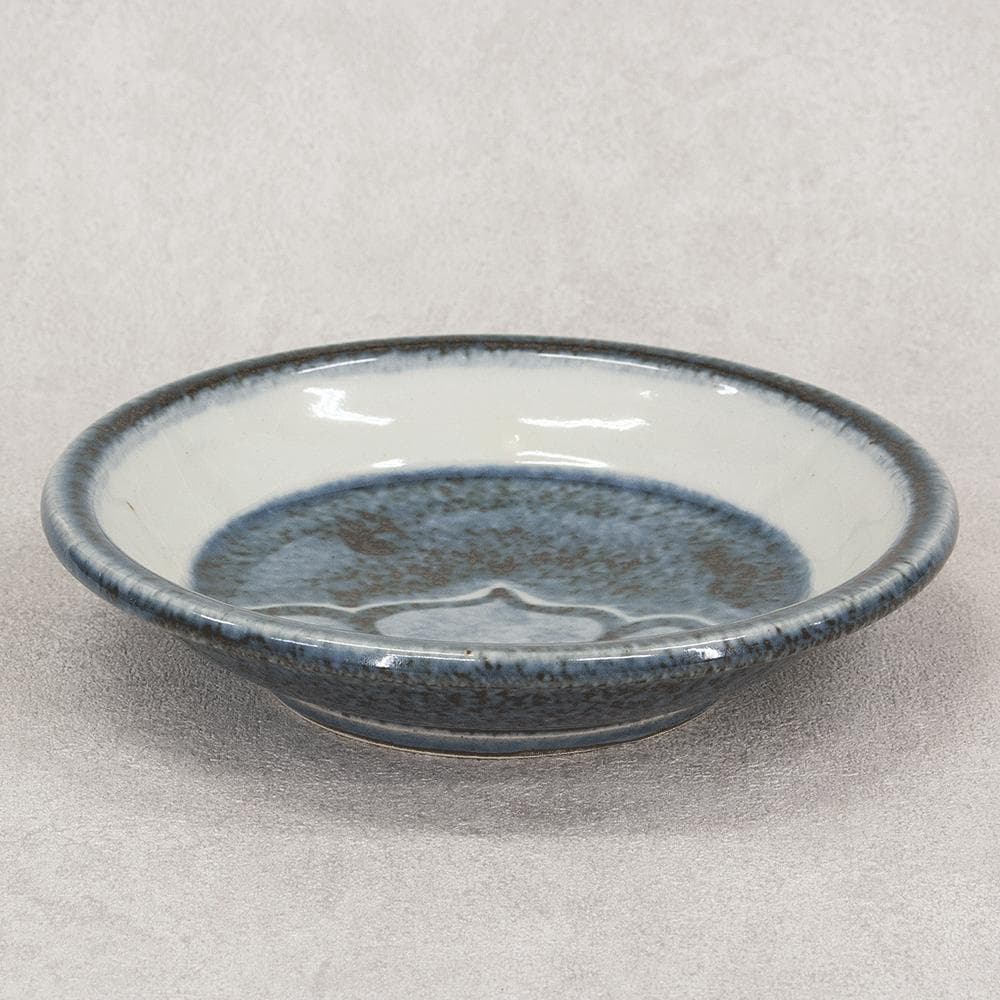 河井久 飾り皿「桔梗文鉢」直径20.5 共箱 河井寛次郎・河井武一に師事 民芸