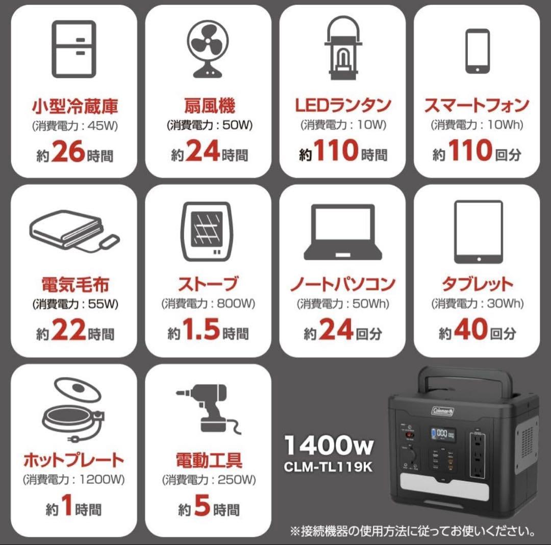 さ*だ様 新品未開封 Coleman ポータブル電源 1400W CLM-TL1