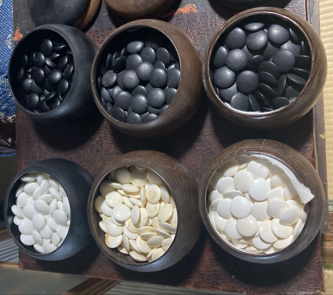 碁盤　天然木　碁石付き　アンティーク