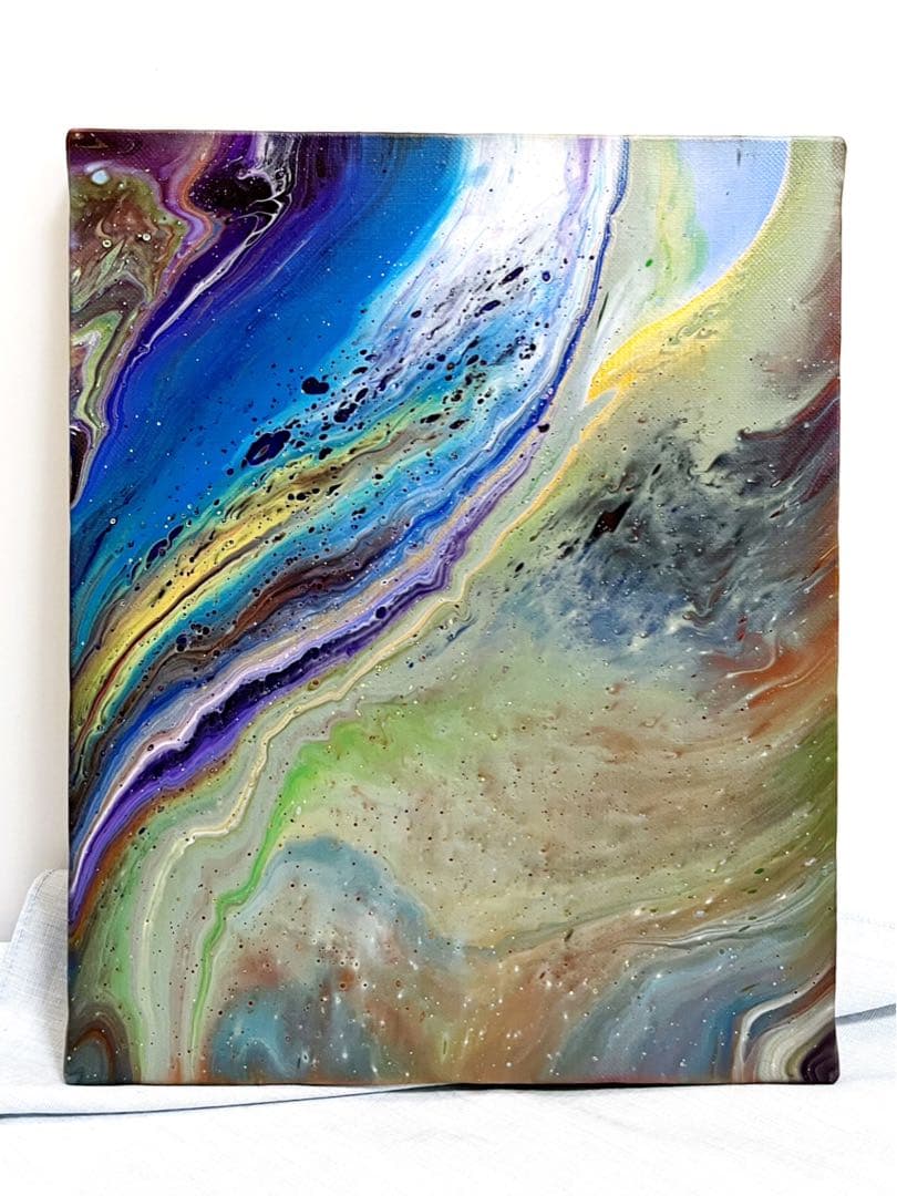 【2022年製作#001】現代アート　抽象画　フルイドアート　アクリル画