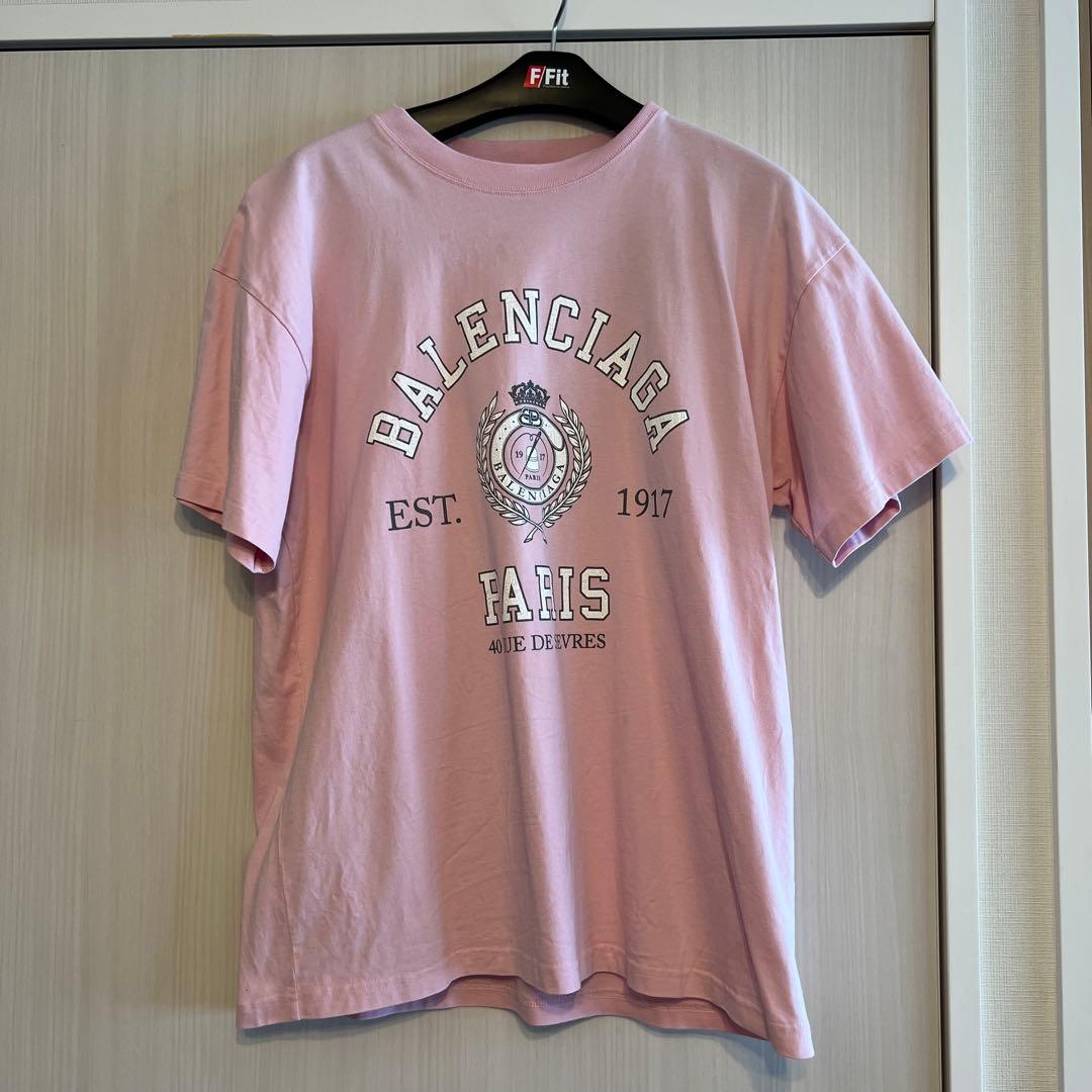 バレンシアガ　23AW カレッジロゴミディアムフィット半袖Tシャツ