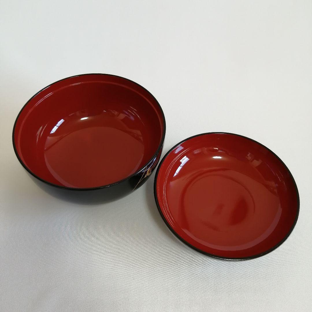 会津塗 木製漆器 蓋つき お好み椀×5個 梅蒔絵 汁椀 雑煮椀