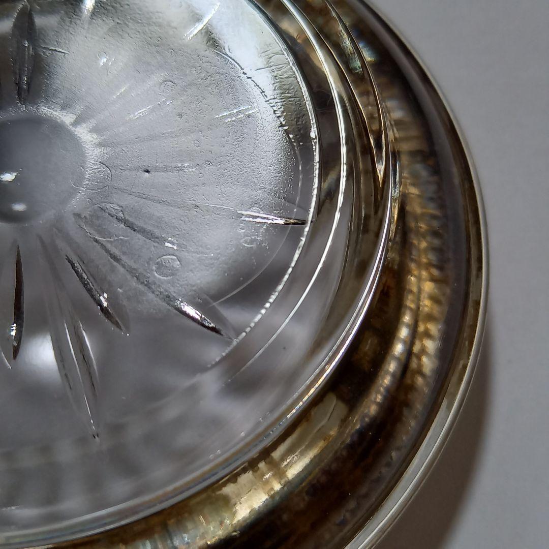 クリスタルガラス製工芸品 直径97.54mm　スターリングシルバー