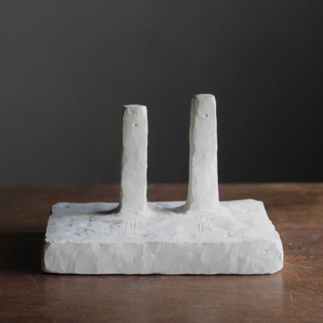 石塑粘土 立体 「ふたつの塔のある建物」現代美術 sculpture オブジェ