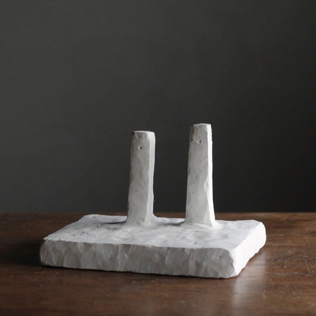 石塑粘土 立体 「ふたつの塔のある建物」現代美術 sculpture オブジェ