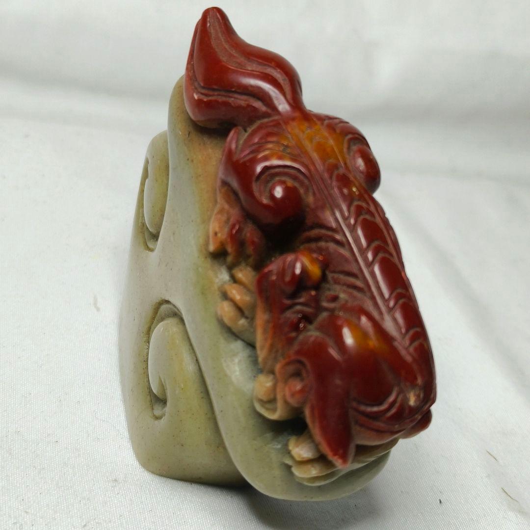 寿山石 印鑑石 天然石 手彫り 中国骨董 未使用 コレクター放出美品 風水置物