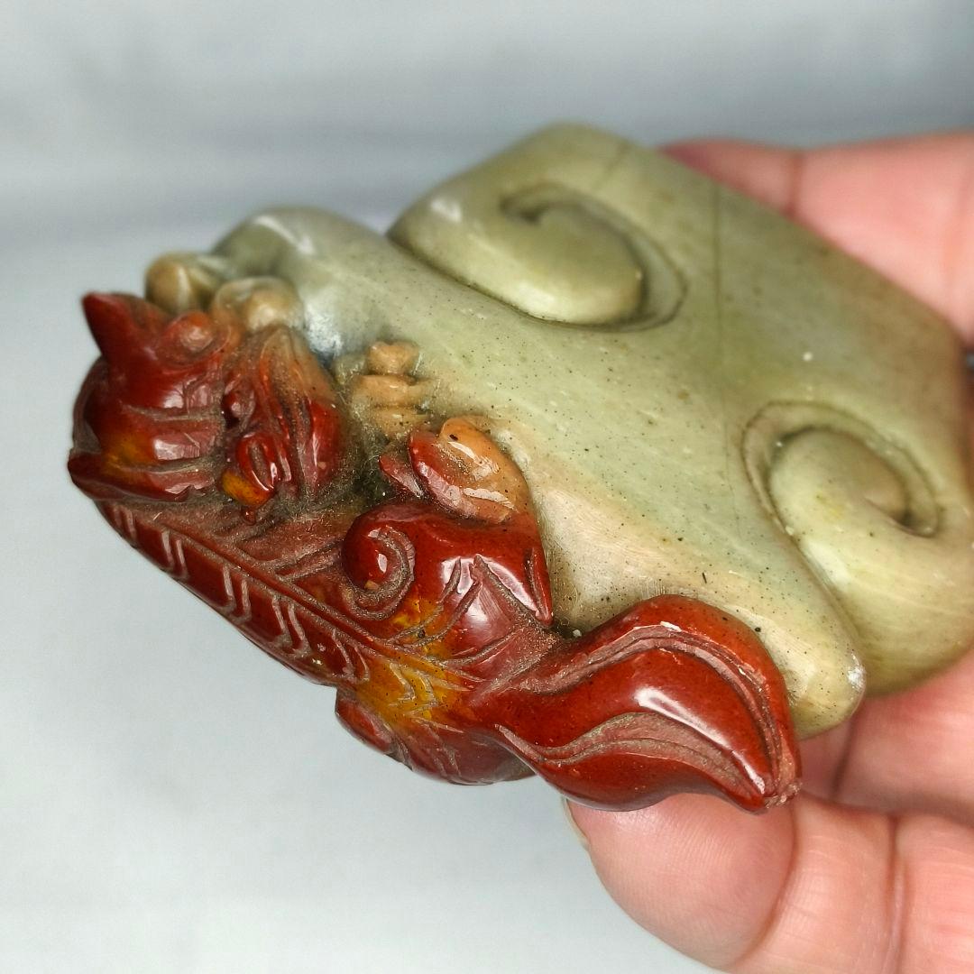 寿山石 印鑑石 天然石 手彫り 中国骨董 未使用 コレクター放出美品 風水置物