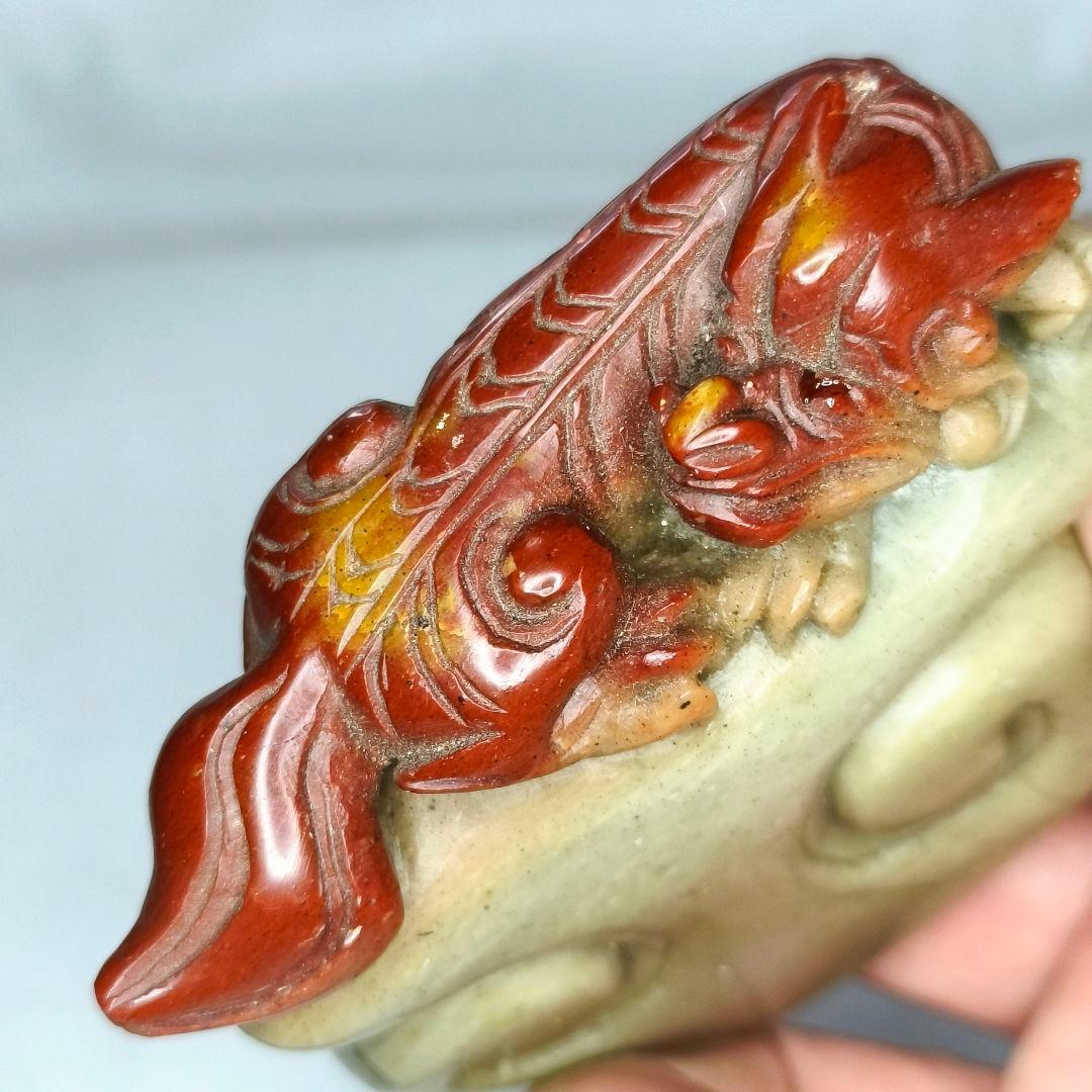 寿山石 印鑑石 天然石 手彫り 中国骨董 未使用 コレクター放出美品 風水置物