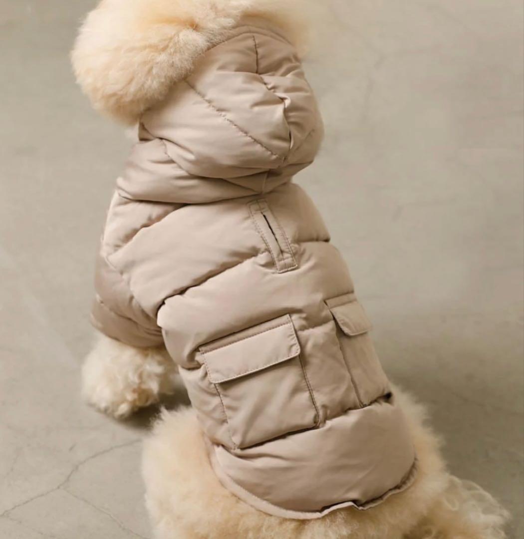 モンシェリ　ポケット付きフードダウンジャケット