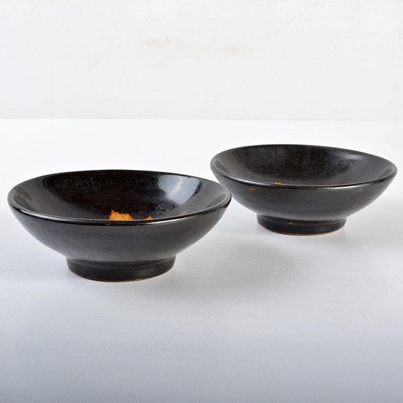 中国　南宋　吉川窯　木葉天目碗　一對　C　R4467