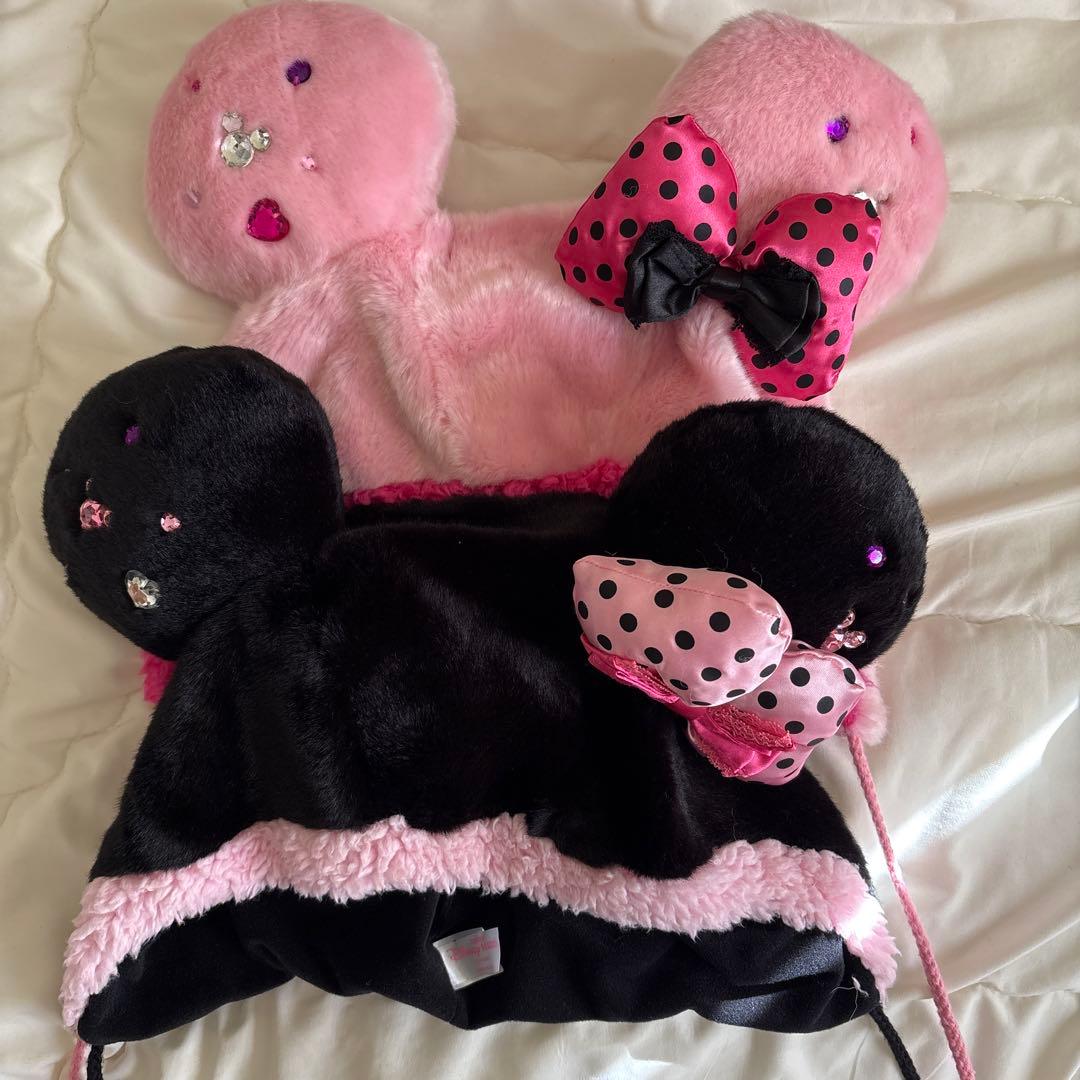 ミニー　ファンキャップ　ディズニー　黒　ピンク　セット