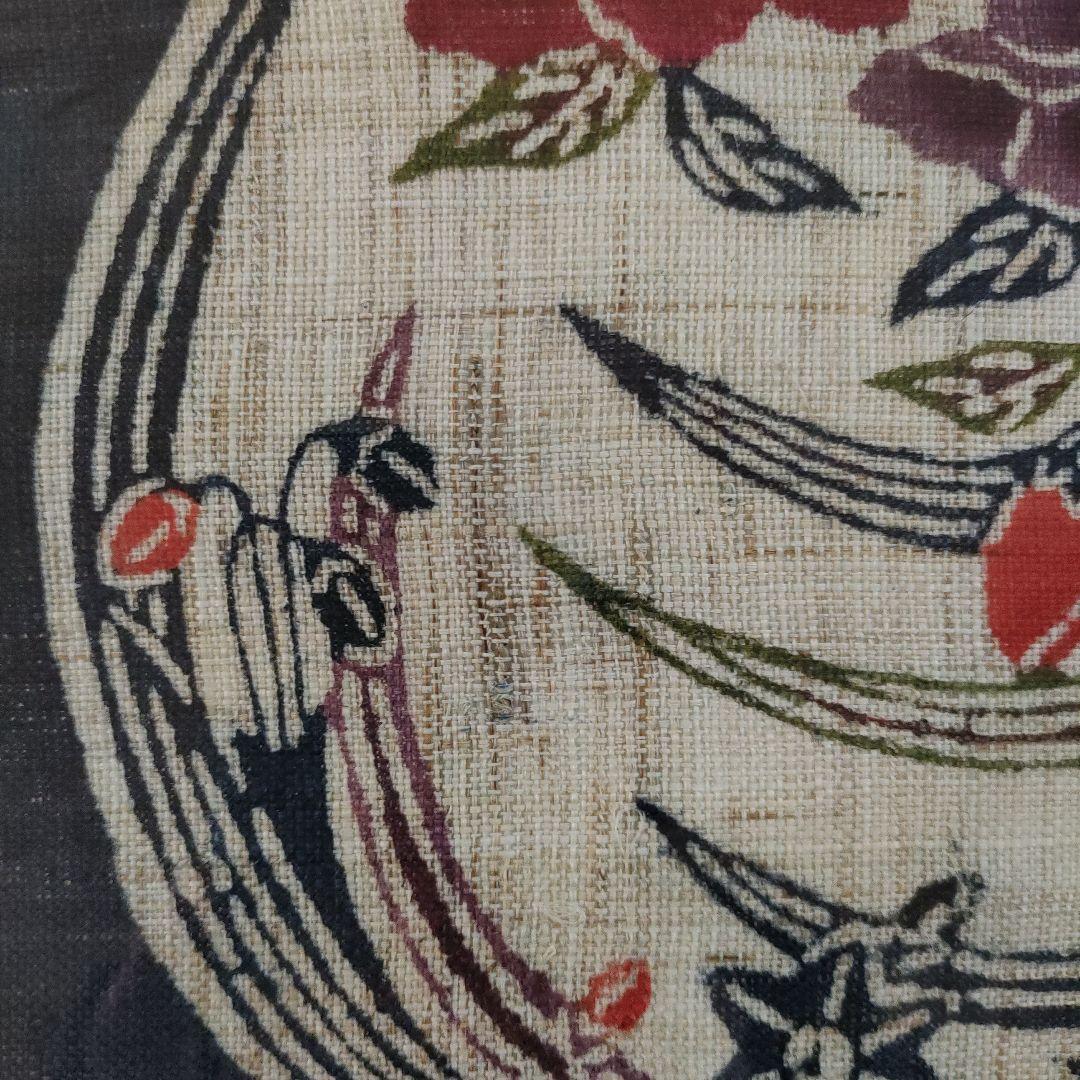 沖縄芭蕉布 紅型（びんがた）染付 円形花柄紋様　伝統工芸品