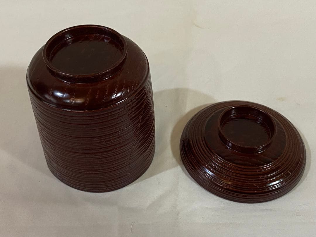 茶道具　箸洗い　溜塗小吸物椀　内青海波紋　10客入り