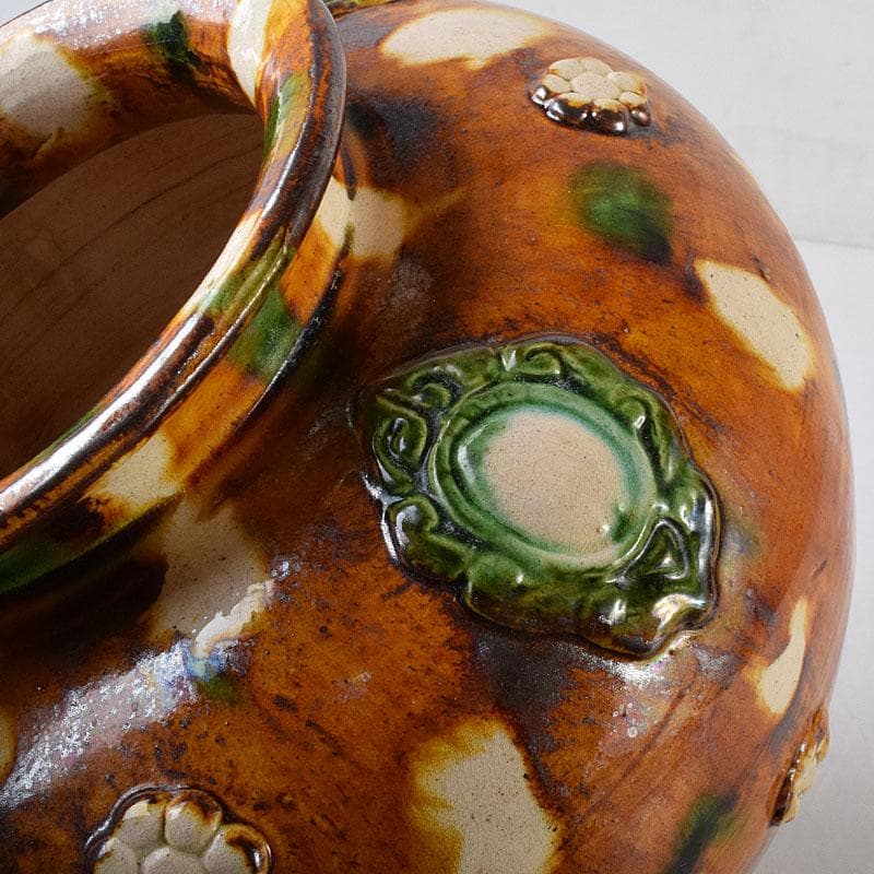 中国　唐三彩　丸壺　C　R8655H