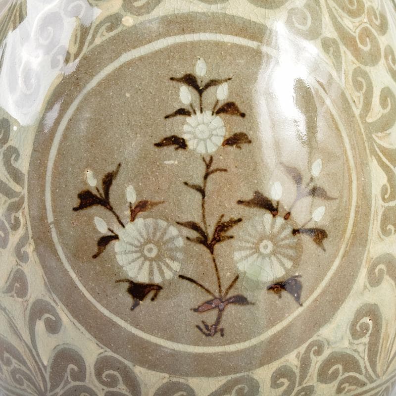 京焼　平安妙見作　青磁　象嵌唐草文　水注　共箱　M　R5052