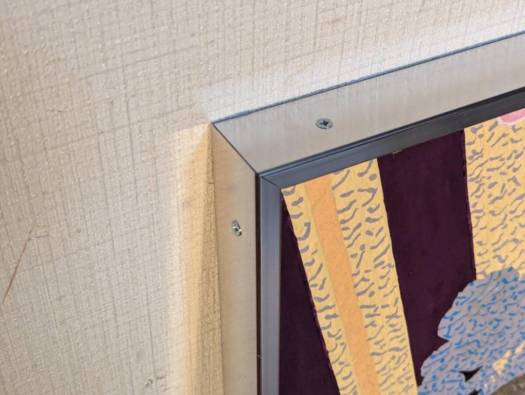 【真作】絵画　ミクストメディア8号　エネルギッシュな構図と立体装飾　　V195