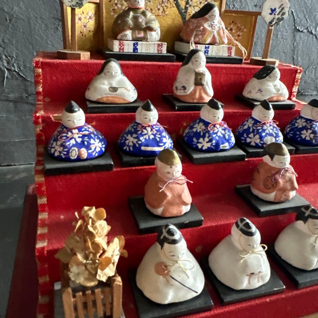 瞬間的お値下げ‼️アンティークミニ雛人形　希少品！雛壇飾り土人形　可愛い