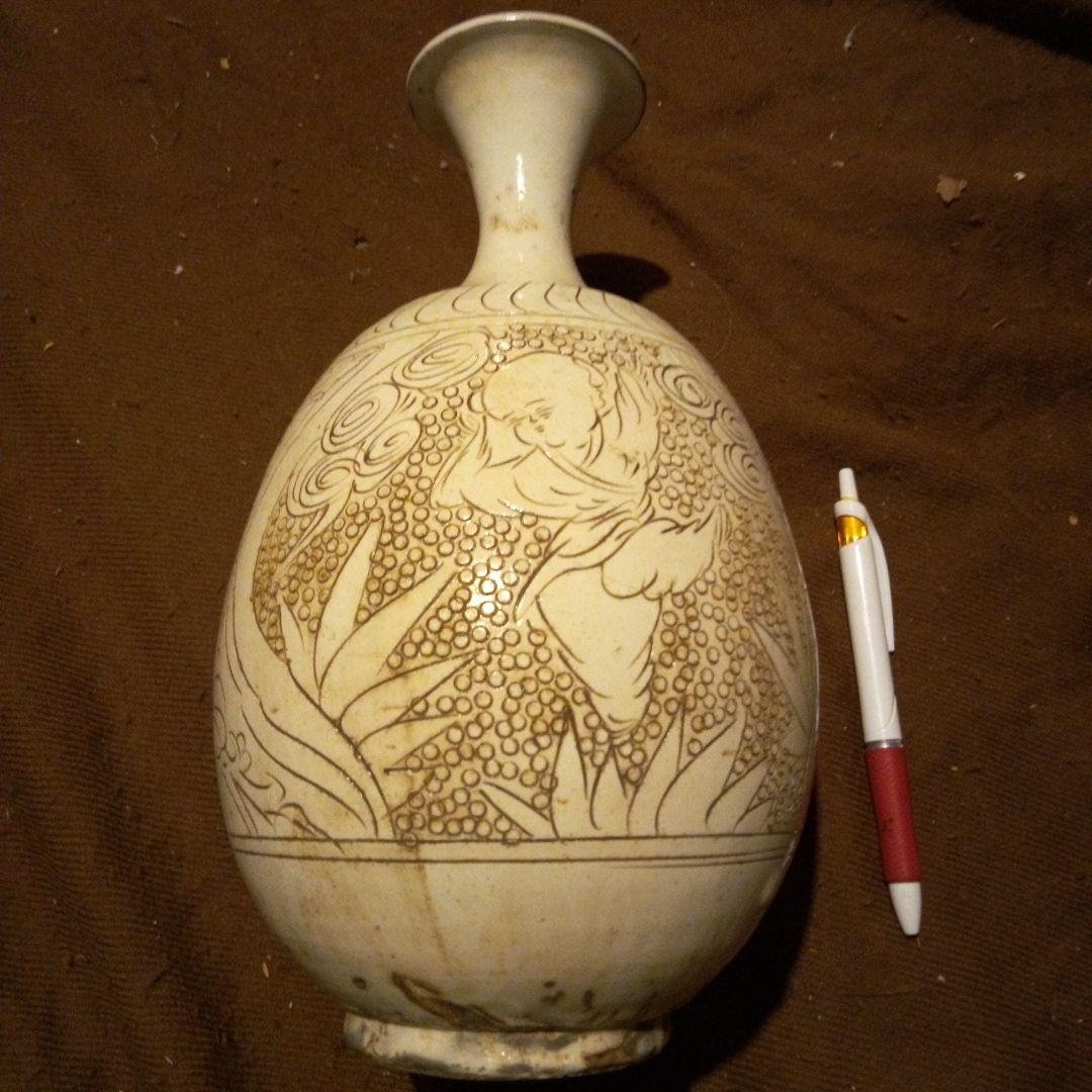 中国陶磁器　宋磁州窯　細頸壺