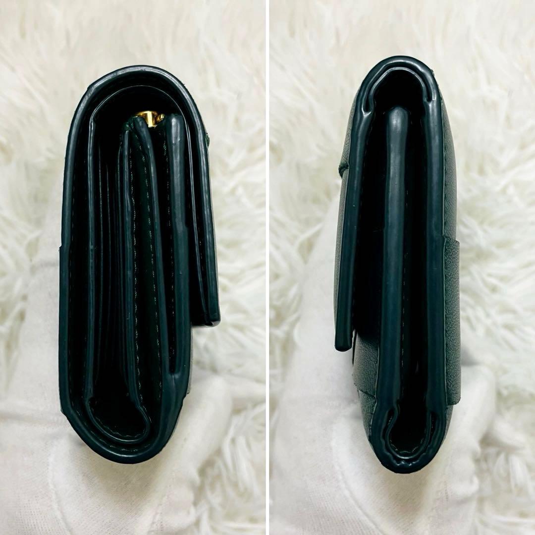 極美✨付属完備✨ボッテガヴェネタ 三つ折り財布 カセット レザー グリーン