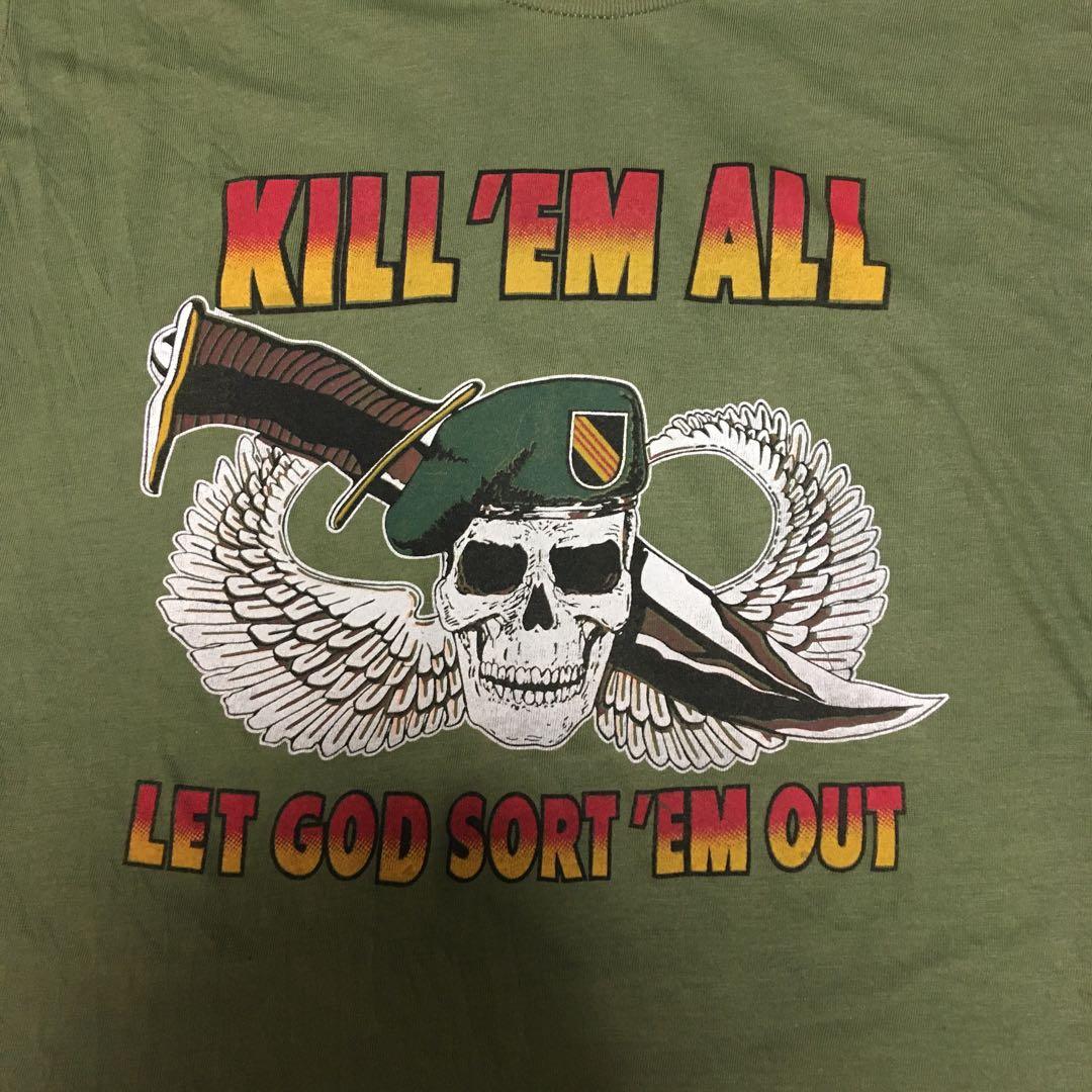 80'sミリタリースカルデザインTシャツ Mサイズ