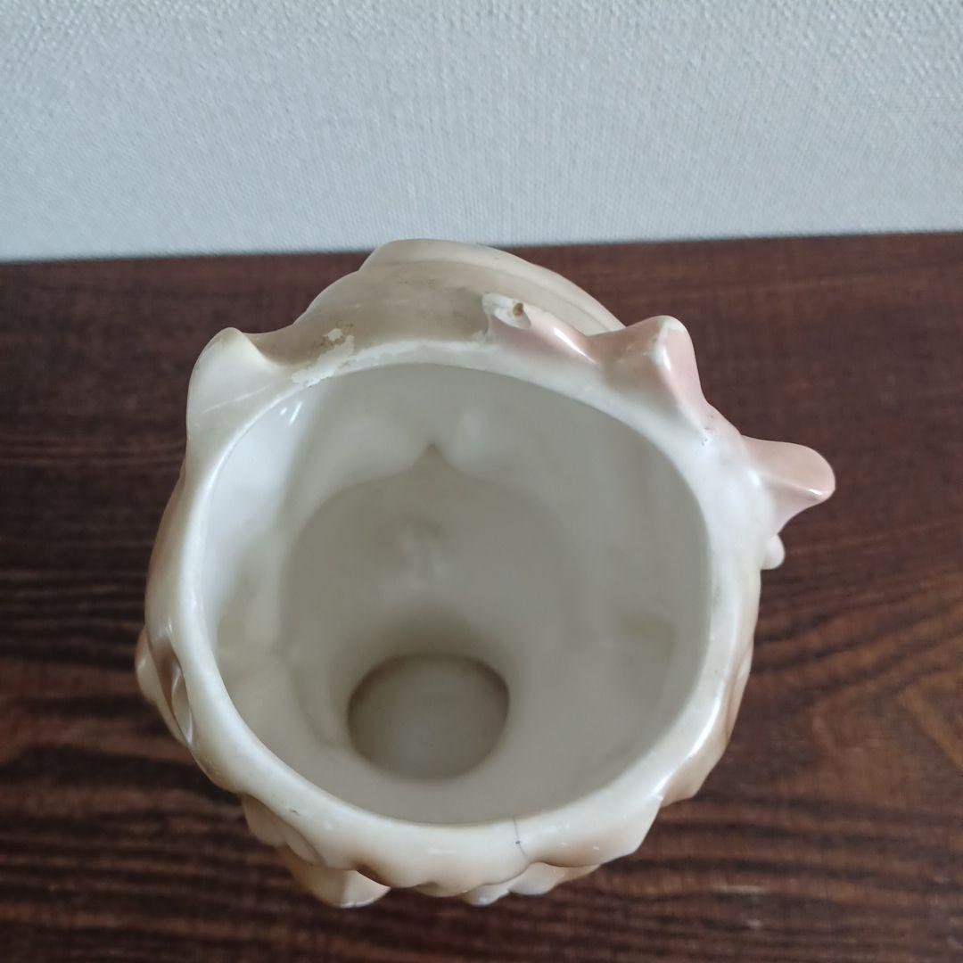 ビンテージ レディヘッドベース 陶器製の置物　ピンクのドレスに頬に手を添えた女性