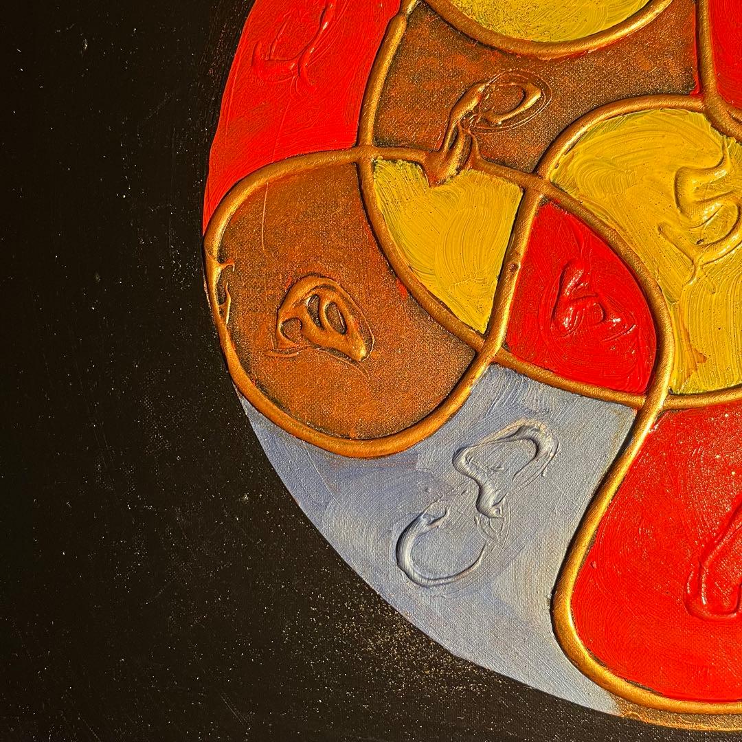 手描き油絵 抽象画 無題 額付 肉筆絵画 インテリア 油彩画