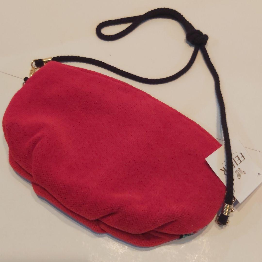 フェイラー 新品 ショルダーバッグ ポーチ 2way 赤 ショルダーストラップ付