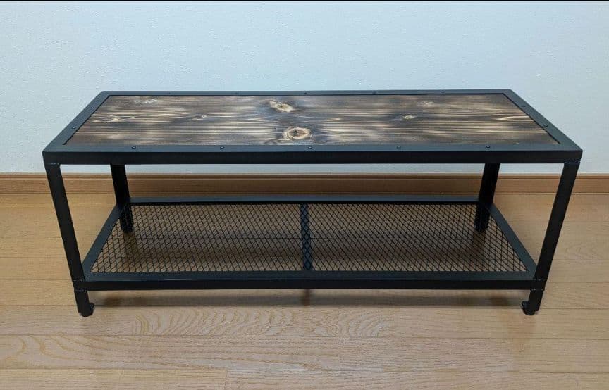 (秋のセール中)アイアンシェルフ、シューズラック、インダストリアル、幅90センチ