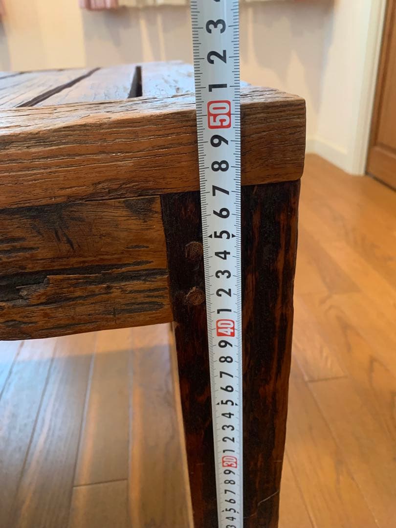 木製スラットデザインテーブル　アンティーク