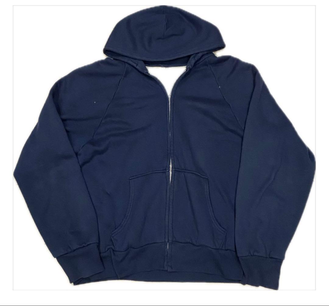 裏サーマルジップパーカー　70s USA製　紺