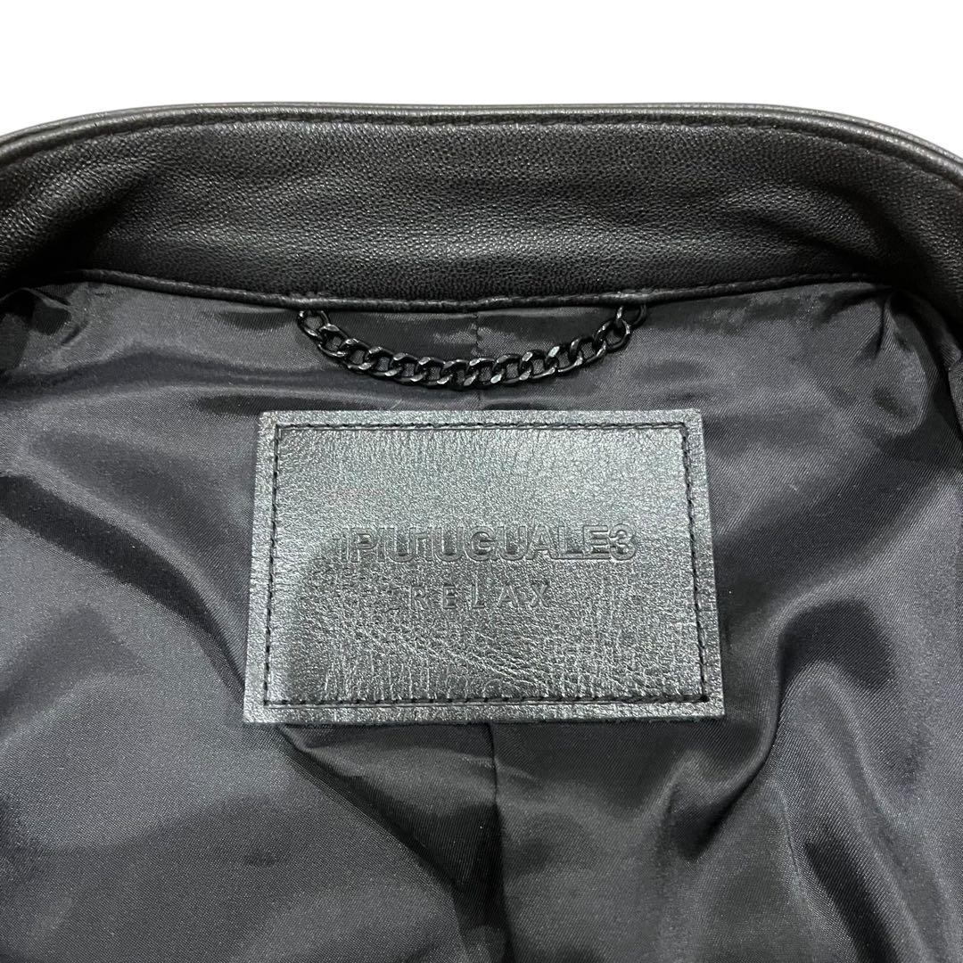 【未使用】1piu1uguale3 ラムレザー シングル ライダースジャケット