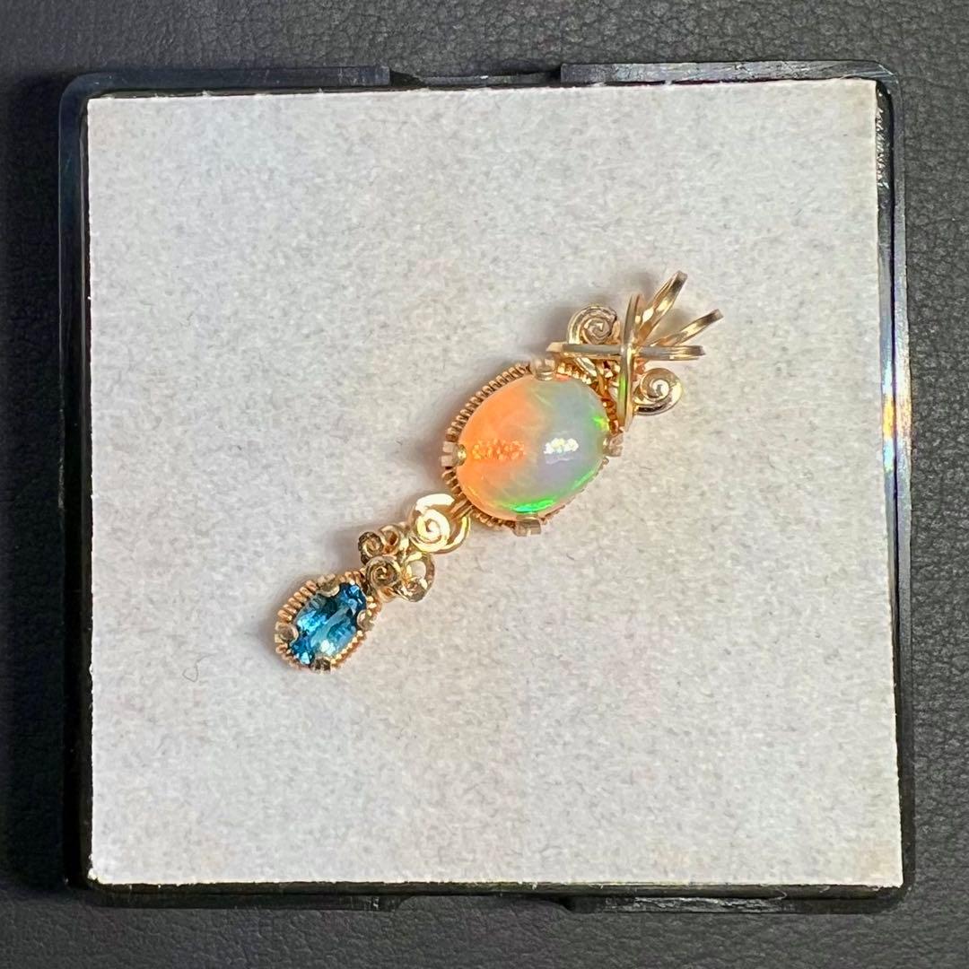 【for まさみ♫様】天然石　珍ハニカムオパール＆スイスブルートパーズ14kgf