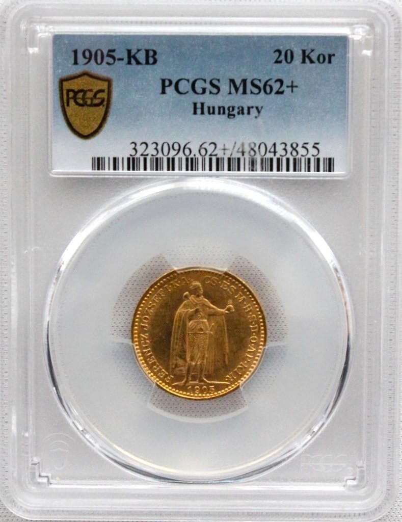 1905年 ハンガリー フランツ・ヨーゼフ 20コロナ金貨 PCGS MS62＋